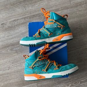Adidas Teal and Orange Sneakers Dolphins